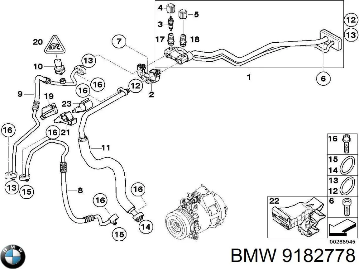 Manguera de aire acondicionado, del evaporador trasero al compresor BMW 9182778 precio, desde 111,80 EUR