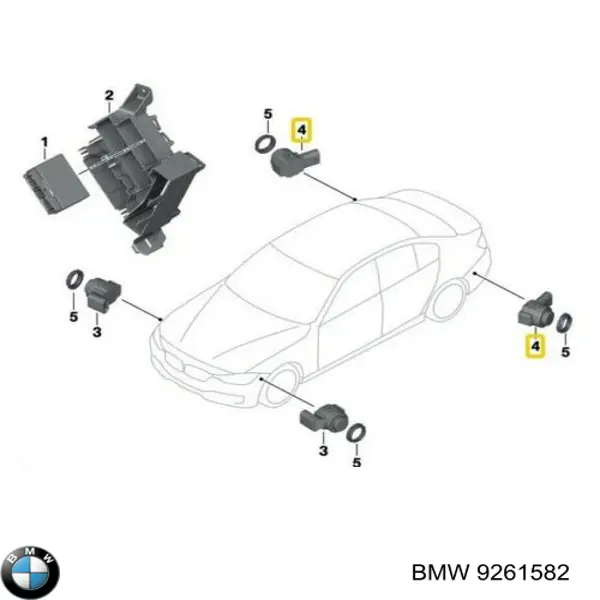 9261582 BMW Sensor de estacionamiento delantero/trasero central