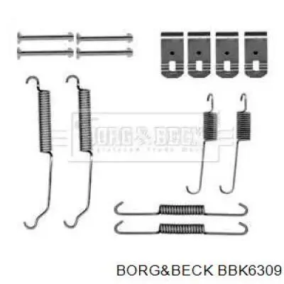 BBK6309 Borg&beck kit de montaje, zapatas de freno traseras