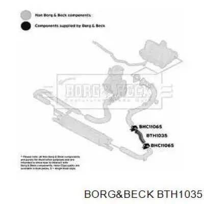 BTH1035 Borg&beck tubo flexible de aire de sobrealimentación inferior izquierdo