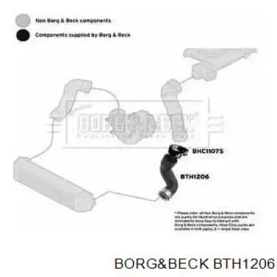 BTH1206 Borg&beck tubo flexible de aire de sobrealimentación inferior izquierdo