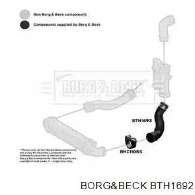 BTH1692 Borg&beck tubo flexible de aire de sobrealimentación izquierdo