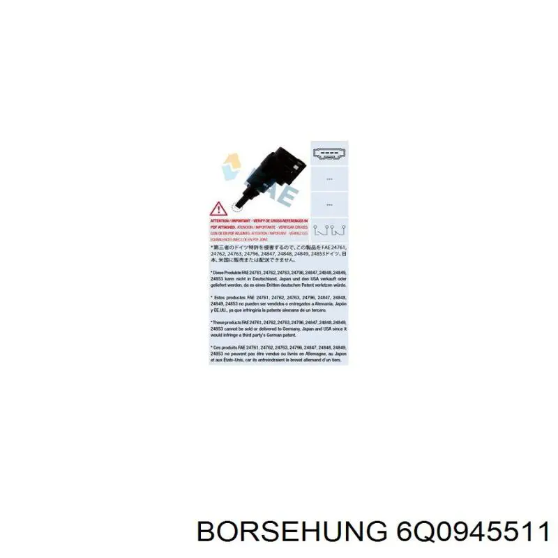 6Q0945511 Borsehung interruptor luz de freno