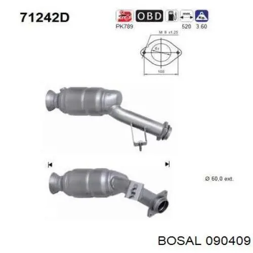 Catalizador Bosal 090409 precio, desde 344,90 EUR