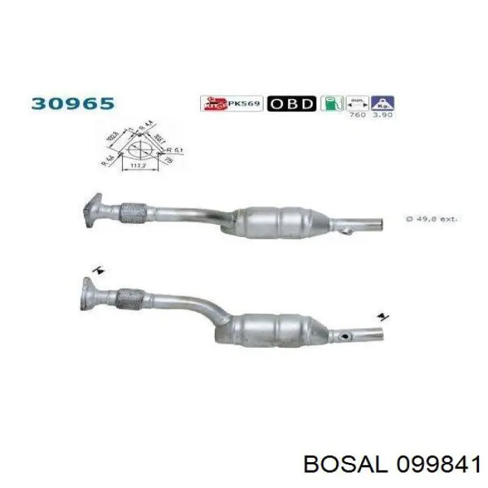 Tubo de admisión del silenciador de escape delantero 276097 Maxgear