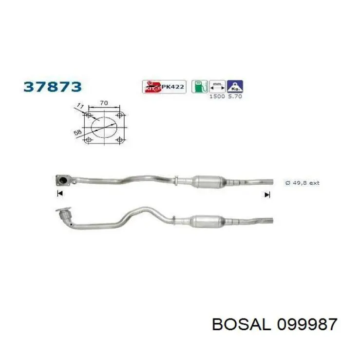 Convertidor catalítico Bosal 099987