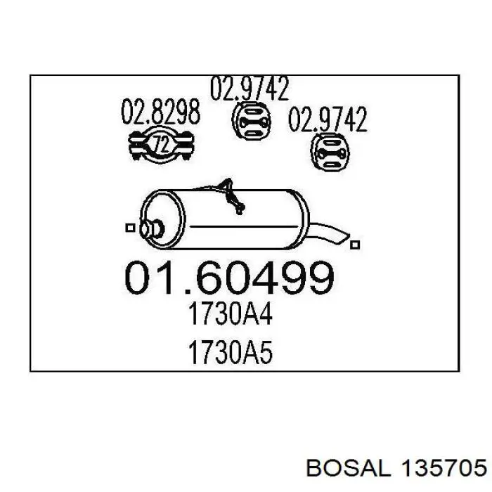 135705 Bosal silenciador posterior