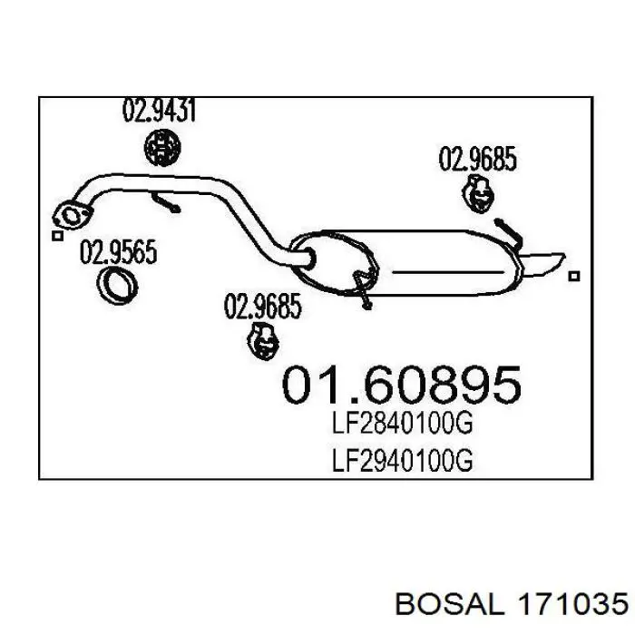 Silencioso trasero Bosal 171035