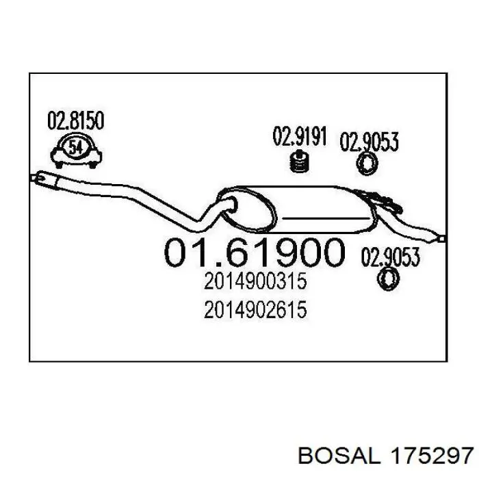 Silenciador trasero Bosal 175297 precio, desde 166,82 EUR