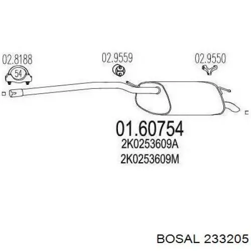 Silenciador trasero Bosal 233205 precio, desde 178,21 EUR