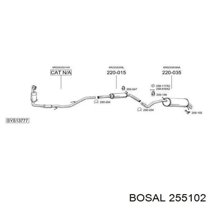 Soporte trasero del silenciador 255102 Bosal