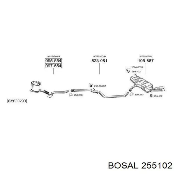 255102 Bosal Soporte trasero del silenciador