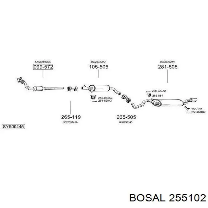 Comprar 255102 Bosal Soporte trasero del silenciador