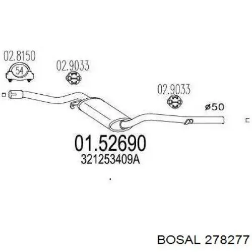 Silenciador del medio para Volkswagen Passat (B2, 32B)