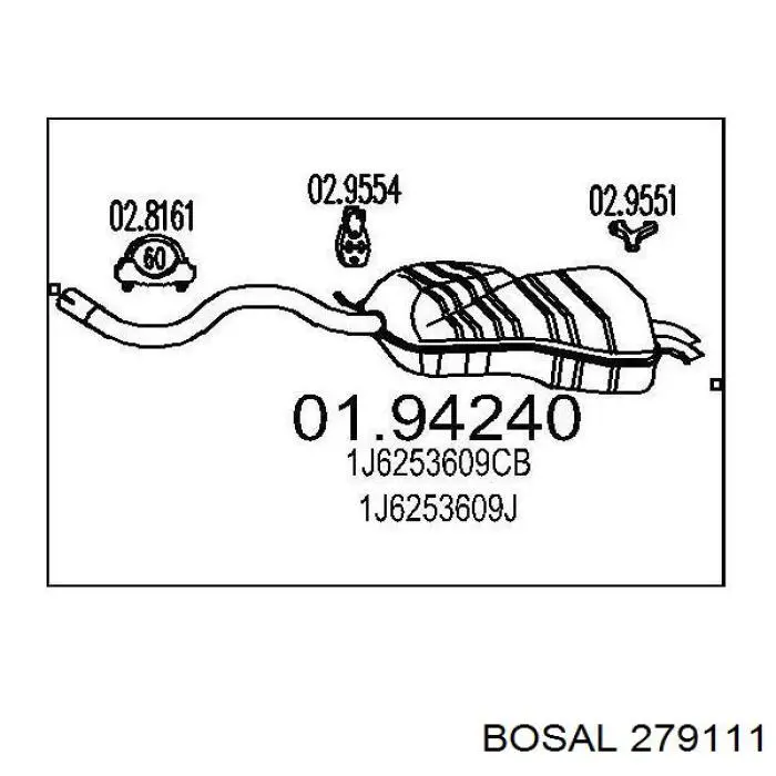 279-609 Bosal silenciador posterior