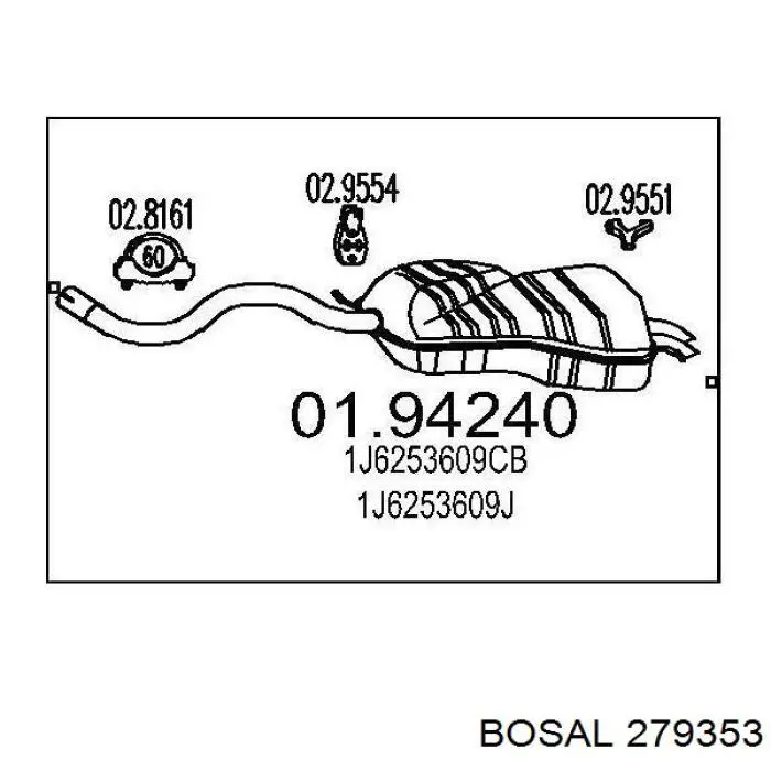 Comprar 1J6253609L VAG Silenciador trasero