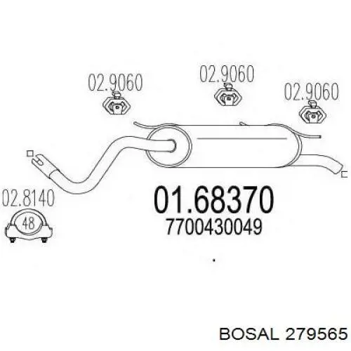 279565 Bosal silenciador posterior