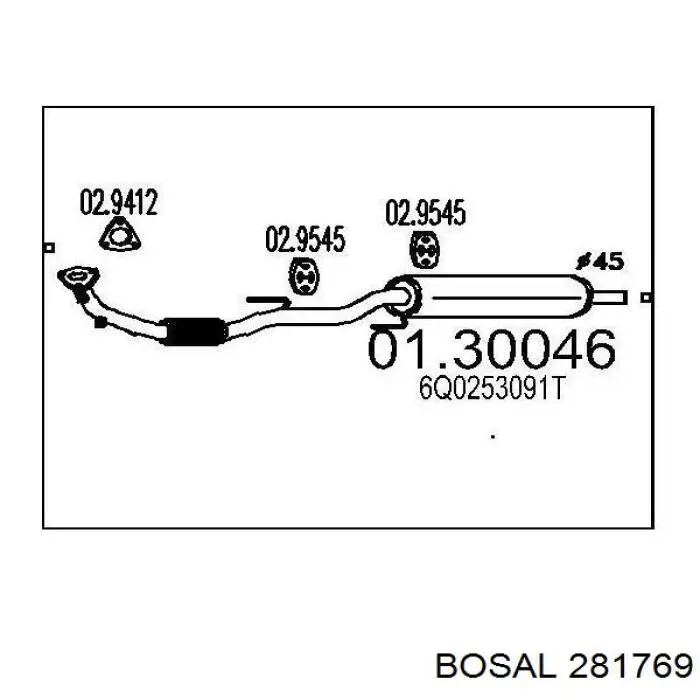 Silenciador central Bosal 281769 precio, desde 118,09 EUR