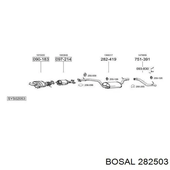 852244 Opel silenciador del medio