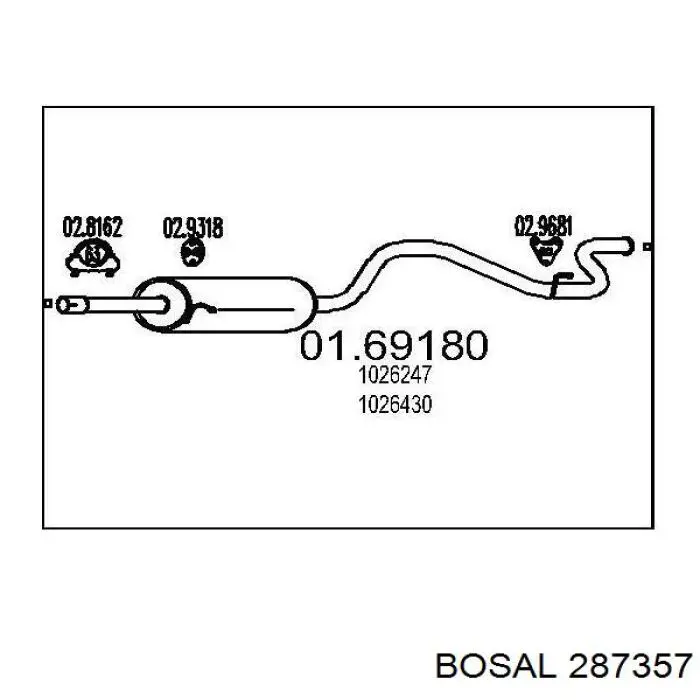 287357 Bosal silenciador posterior
