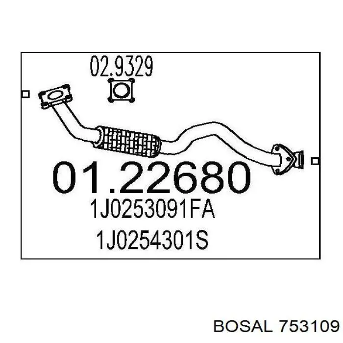 753-109 Bosal tubo de admisión del silenciador de escape delantero