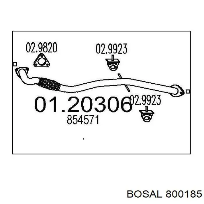 800185 Bosal tubo de admisión del silenciador de escape delantero