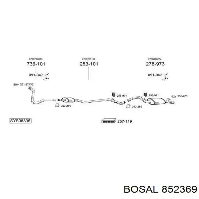 Silenciador central 852369 Bosal