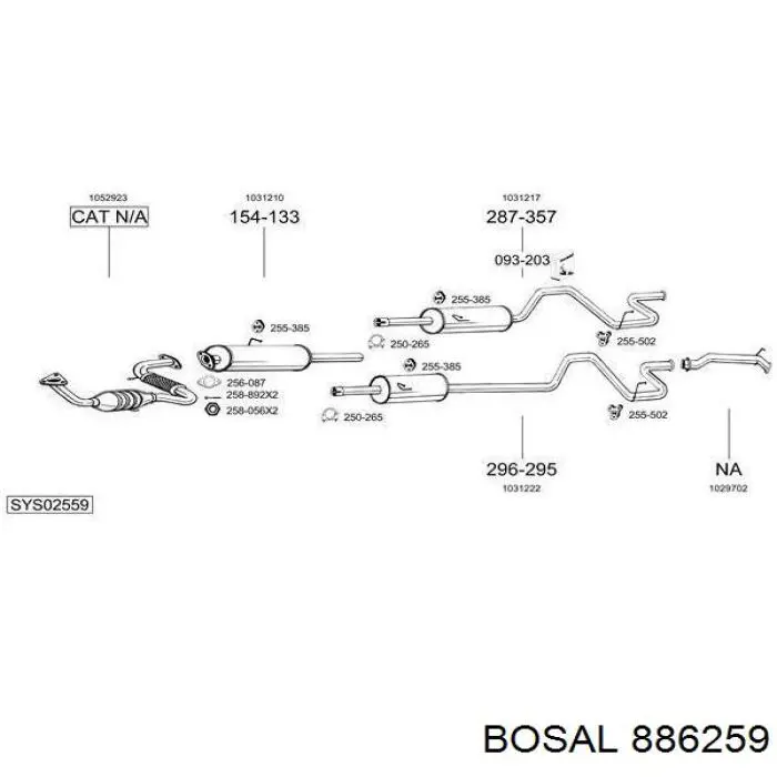 886259 Bosal tubo de admisión del silenciador de escape delantero