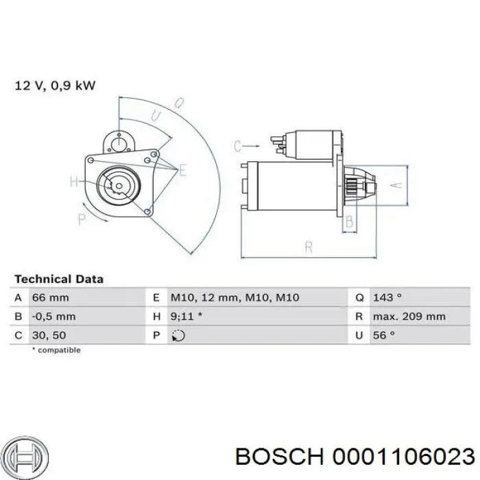 Burro de arranque  Bosch 0001106023 precio, desde 131,04 EUR