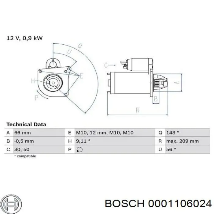 0001106024 Bosch Arranque motores