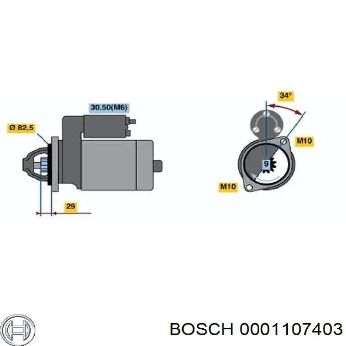 Motor de arranque 0001107403 Bosch