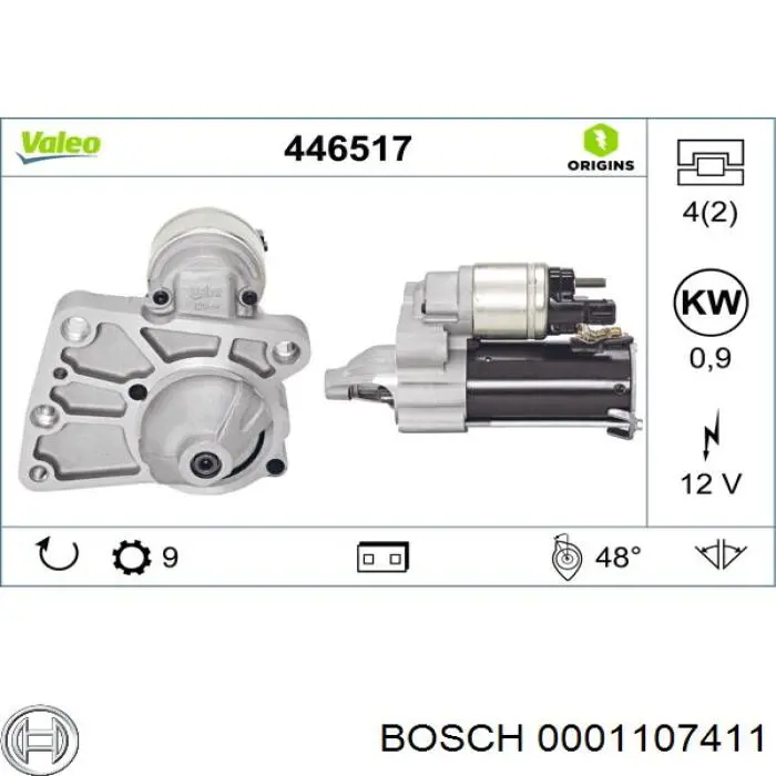 0001107411 Bosch motor de arranque