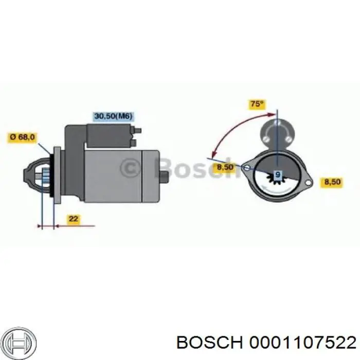 0001107522 Bosch motor de arranque