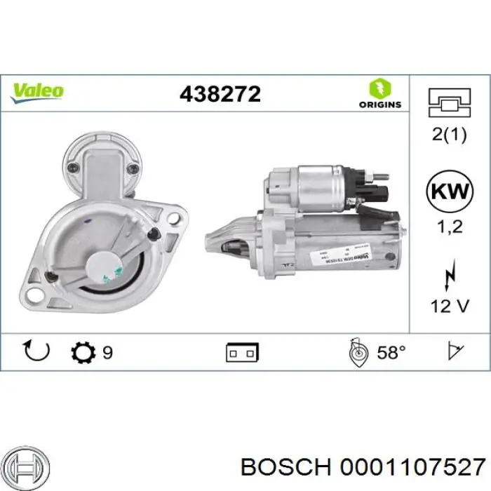 Burro de arranque  Bosch 0001107527 precio, desde 125,19 EUR