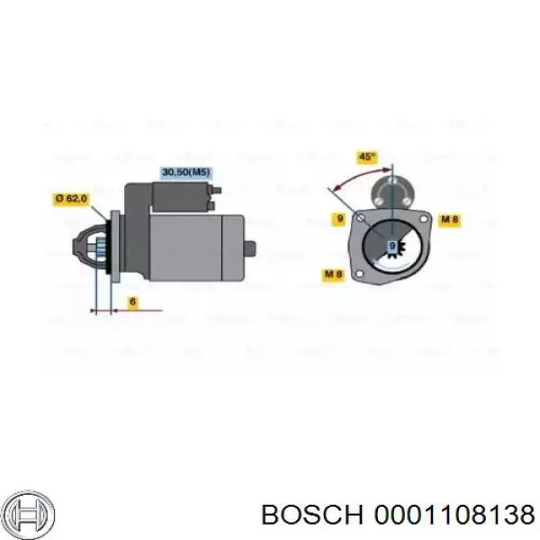 0001108138 Bosch motor de arranque