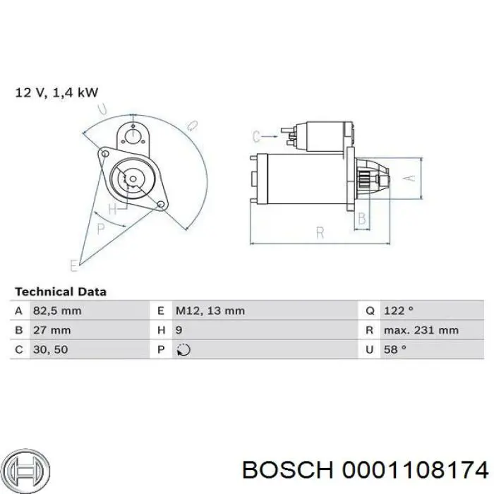 0001108174 Bosch motor de arranque