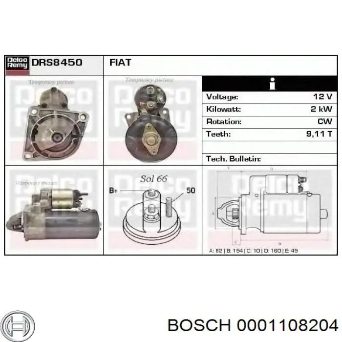 0001108204 Bosch Arranque motores