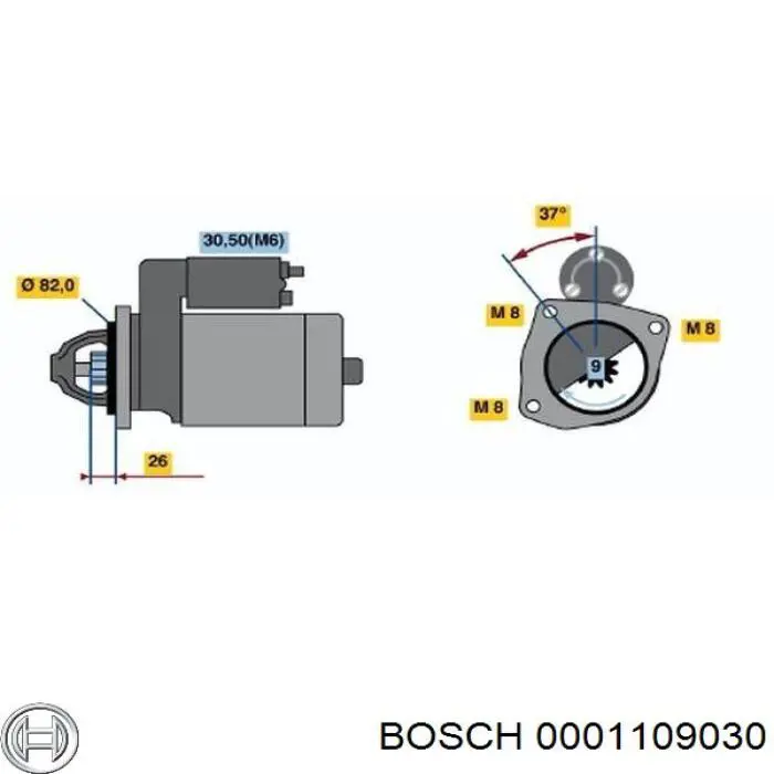 Motor de arranque 0001109030 Bosch