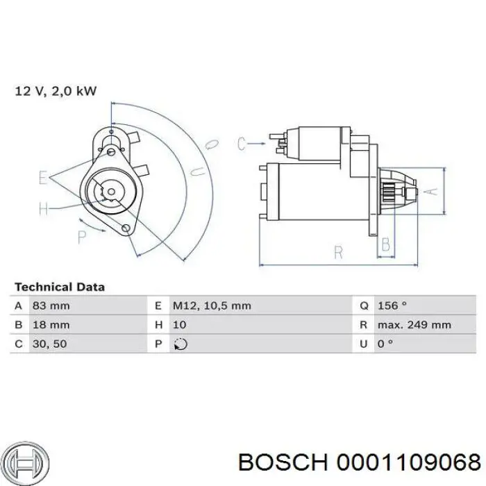 Motor de arranque 0001109068 Bosch