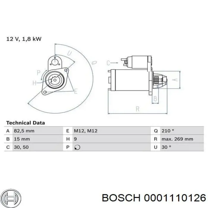 Motor de arranque 0001110126 Bosch
