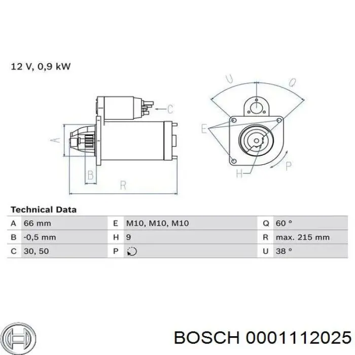 0001112025 Bosch motor de arranque