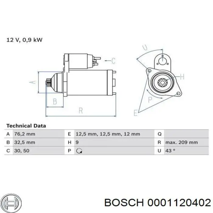 0001120402 Bosch motor de arranque