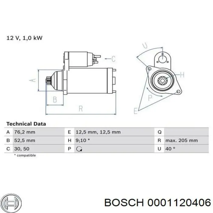 Motor de arranque 0001120406 Bosch