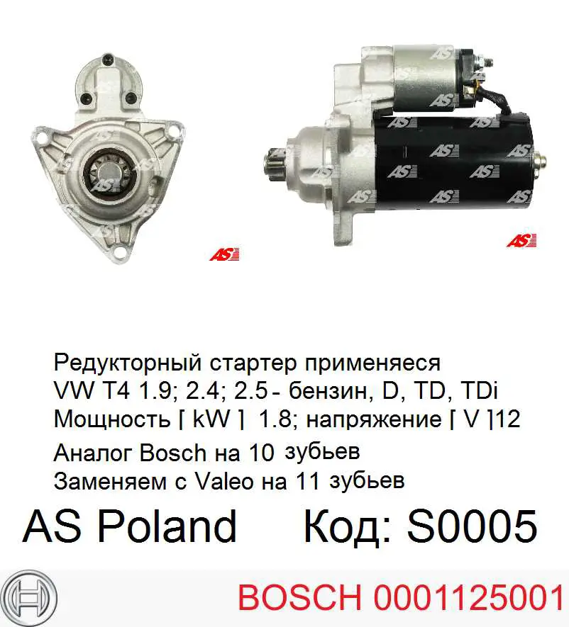 Motor de arranque 0001125001 Bosch