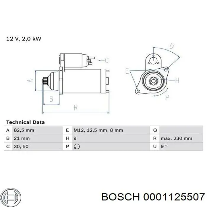 Motor de arranque 0001125507 Bosch