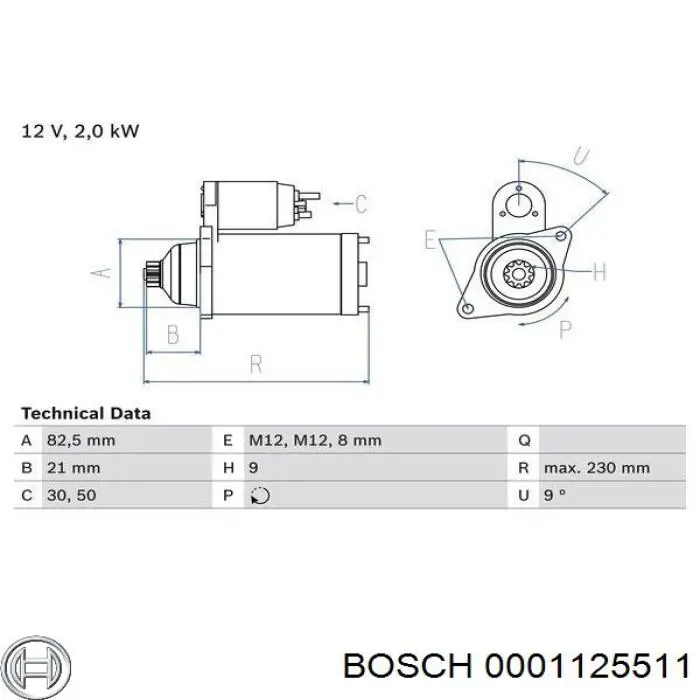 0001125511 Bosch motor de arranque