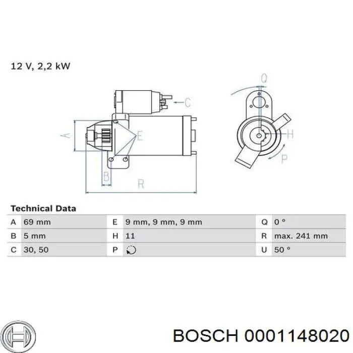 0001148020 Bosch motor de arranque