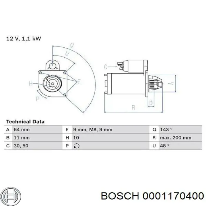Arrancador Bosch 0001170400
