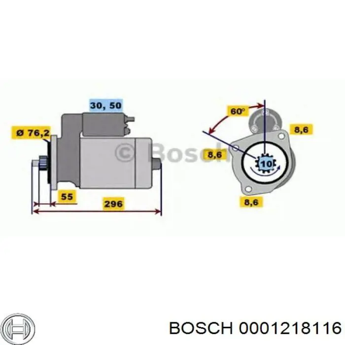 Motor de arranque 0001218116 Bosch