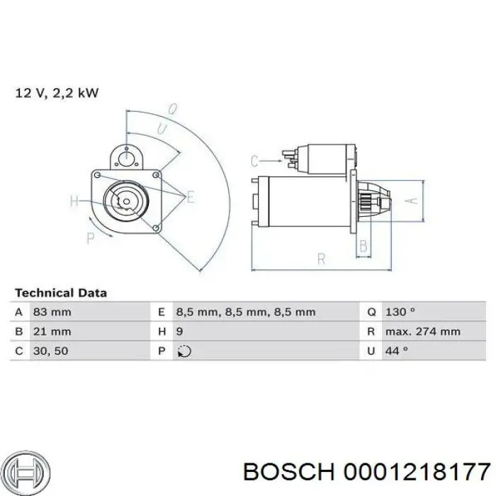 Motor de arranque 0001218177 Bosch